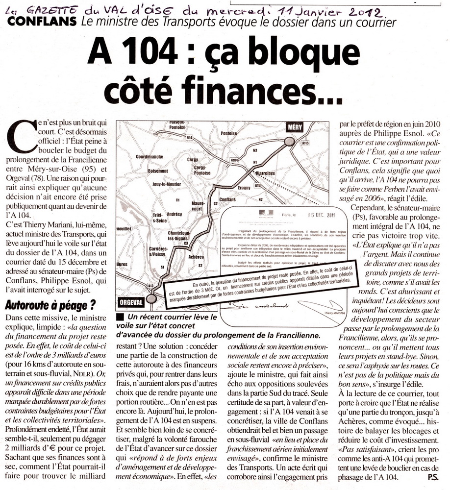 La Gazette du Val d'Oise du mercredi 11 janvier 2012